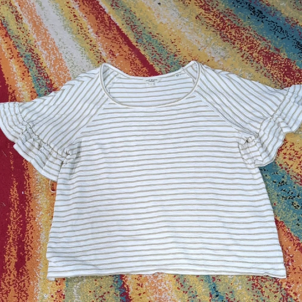 Max Studio White and Tan Short Sleeve Tees... New